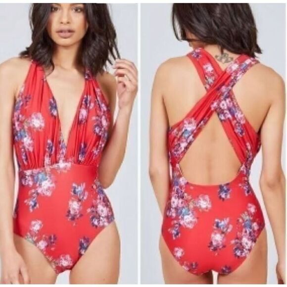 ModCloth The Lauren Cross Back Swimsuit Medium - Picture 1 of 7